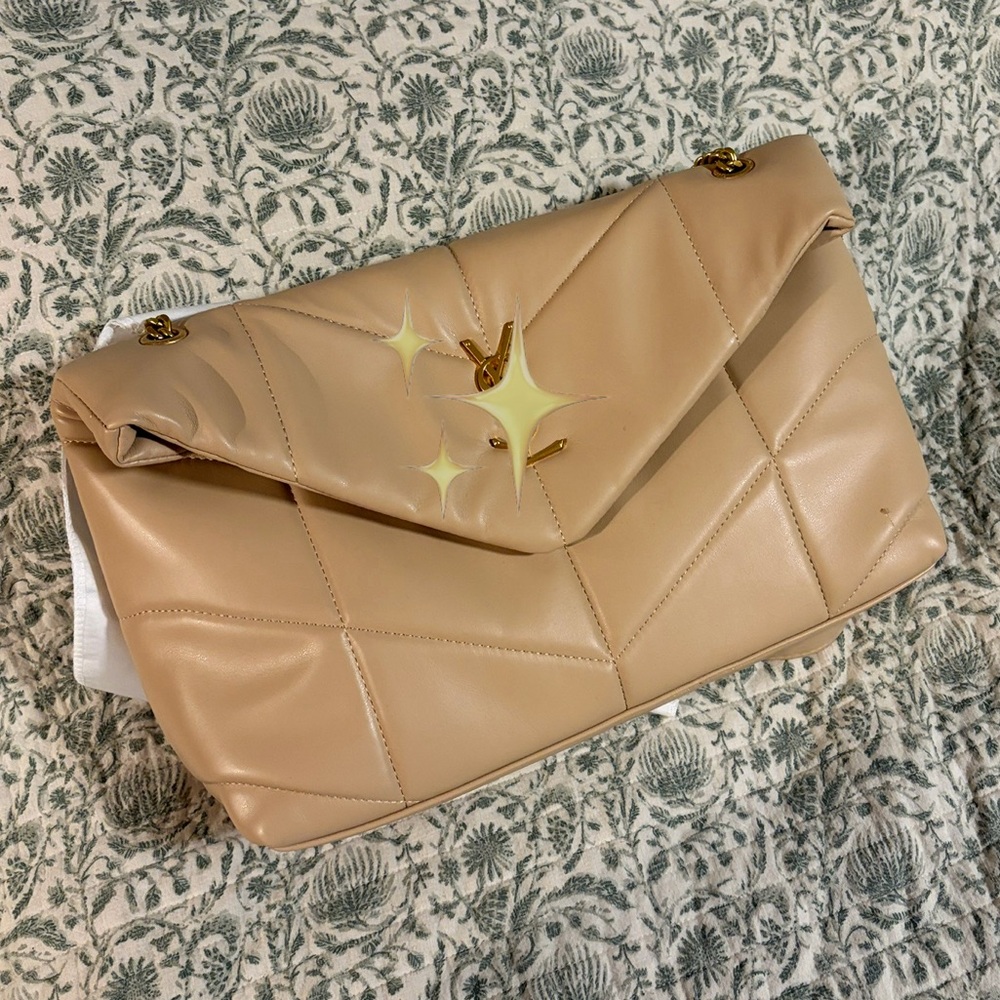 Elegant Quilted Tan Shoulder Bag